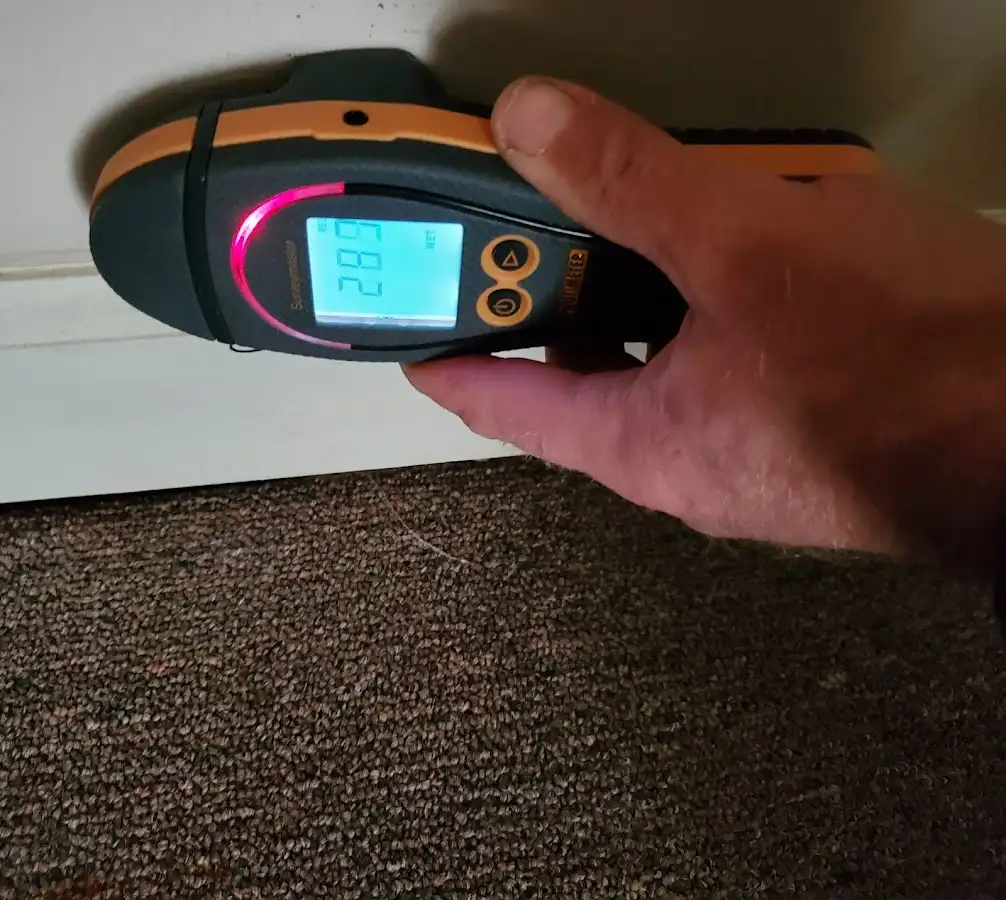 Moisture detection at baseboard during Burst Pipe Cleanup in Ozark
